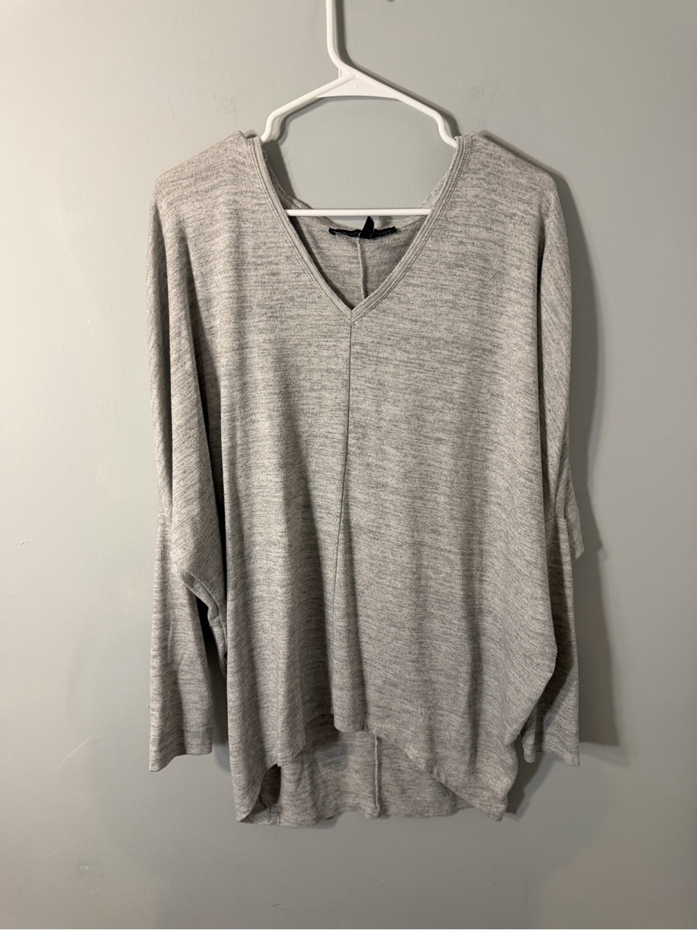 White House Black Market Heather Gray V-neck  Top